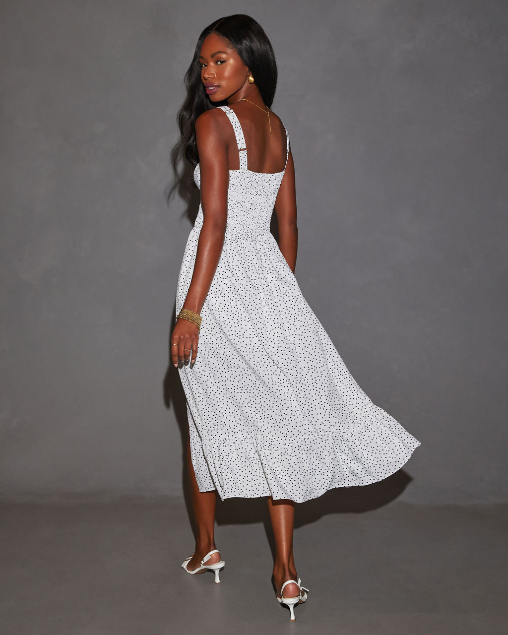 Premium Anamaria Polka Dot Corset Midi Dress