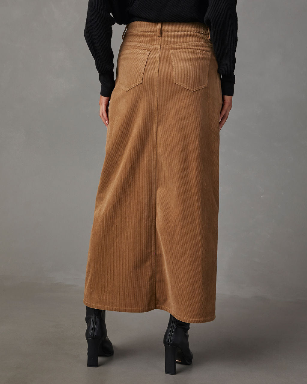 Premium Ganita Corduroy Slit Midi Skirt