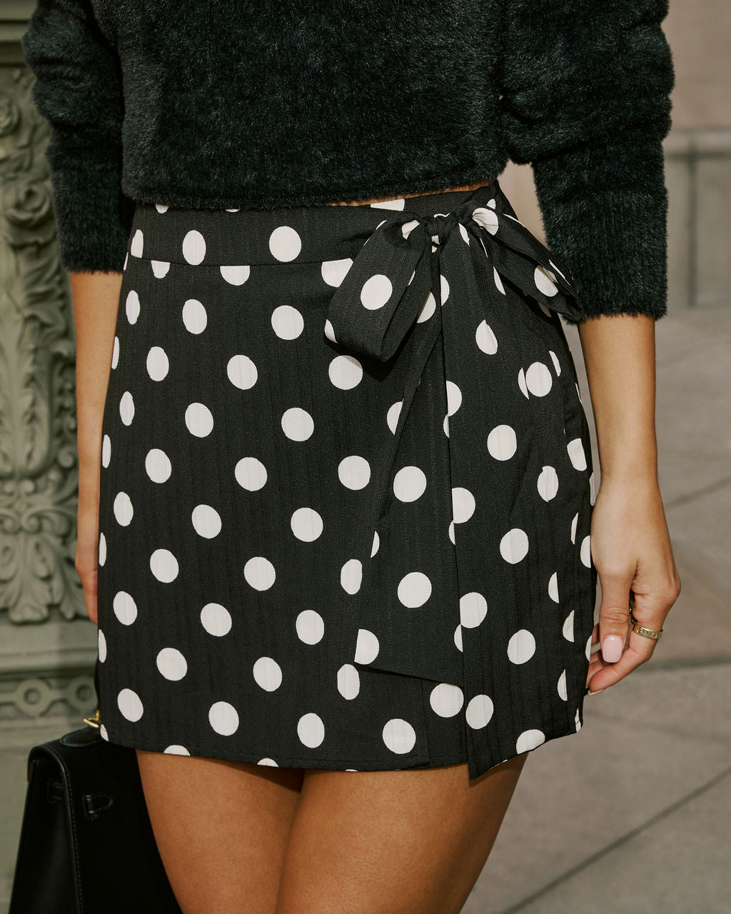 Ultimate Parisian Chic Mademoiselle Side Tie Polka Dot Mini Skirt