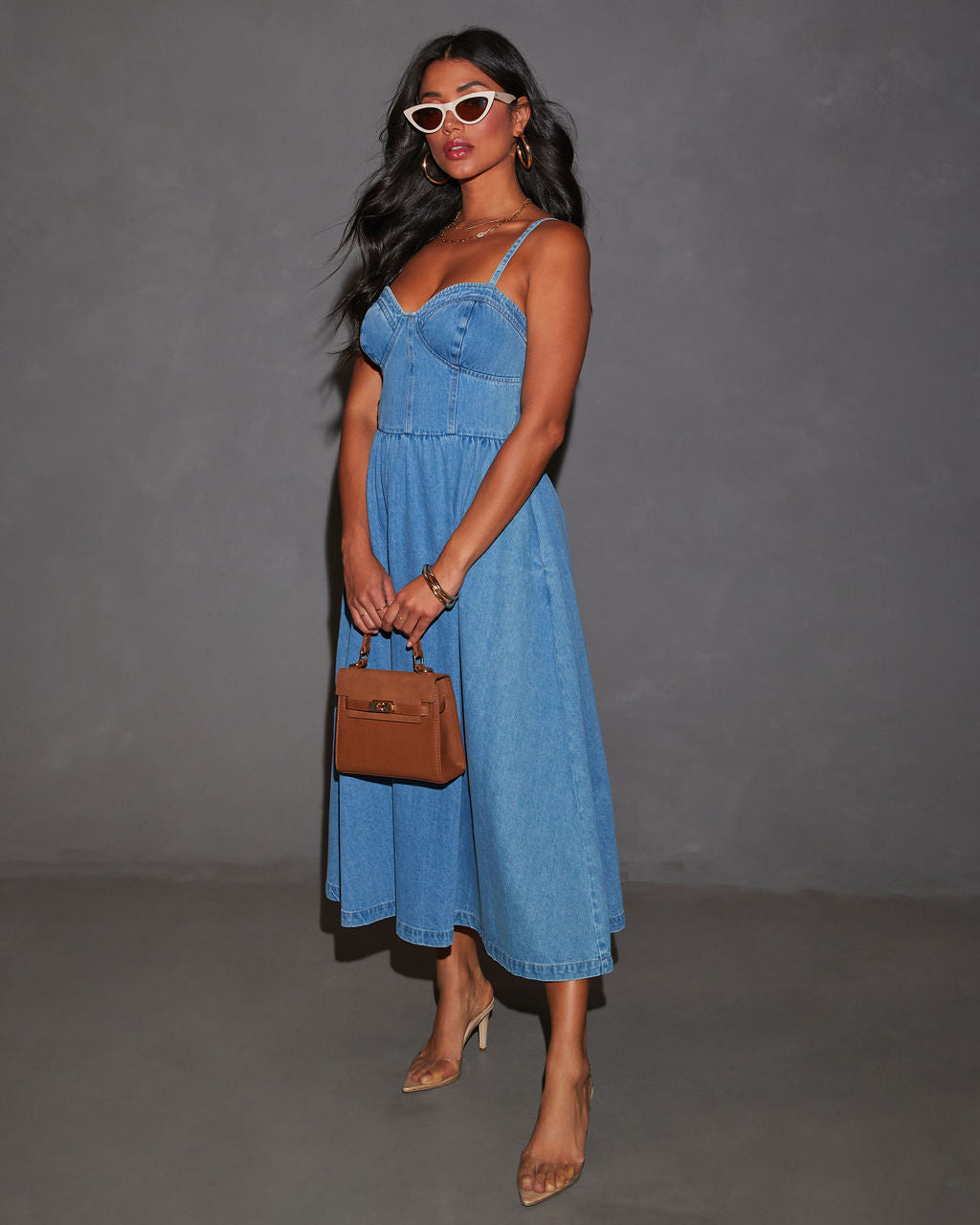 Premium Vienna Voyage Denim Midi Dress