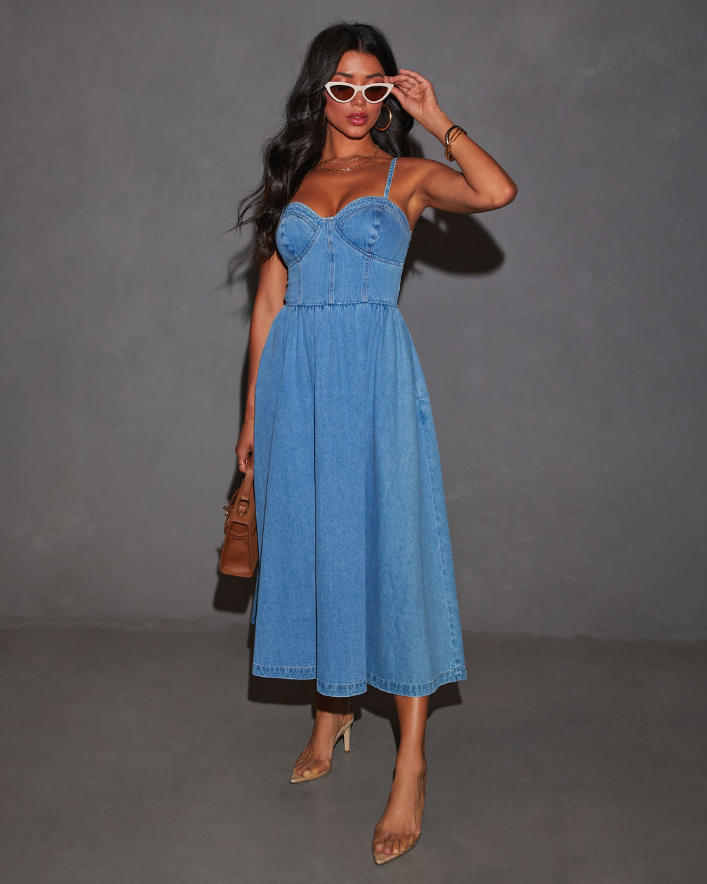 Premium Vienna Voyage Denim Midi Dress